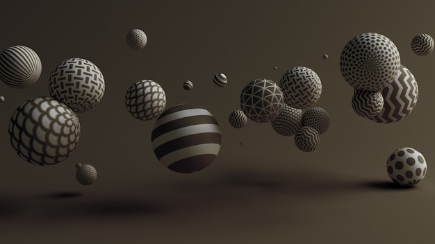 Fondo negro con bolas 3d ilustración