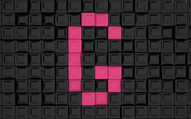 Un fondo negro con cuadrados rosas que dicen 'g'