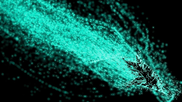 Foto fondo negro con diseño de brillo verde brillo multicolor hecho en d animación en un oscuro