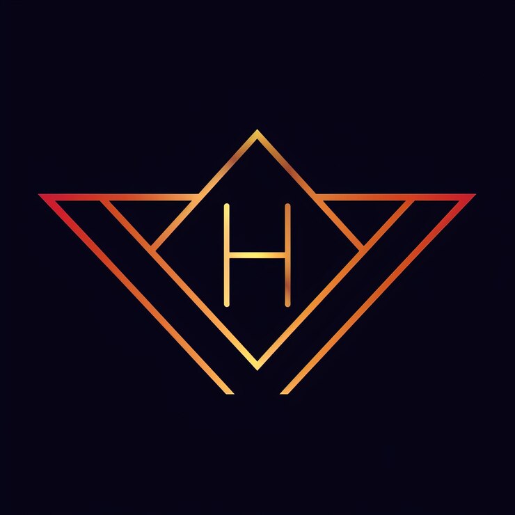 Foto un fondo negro con un diseño geométrico con la letra h en él