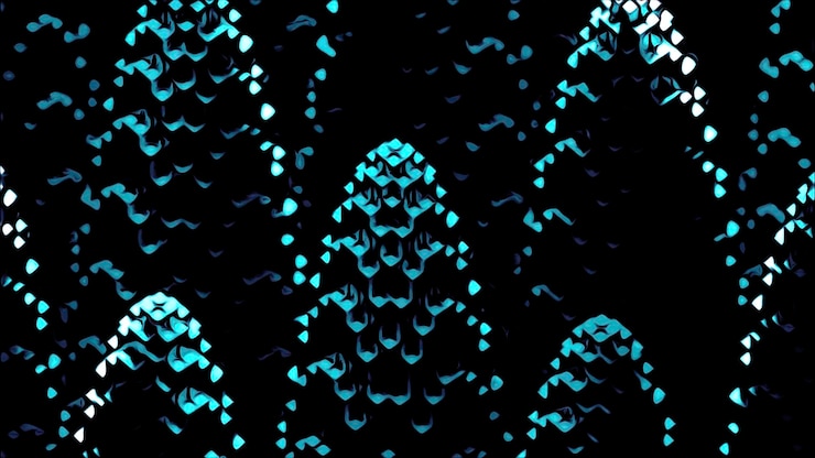 Foto fondo negro con diseño de pañuelos verdes y amarillos que se mueven pañuelos brillantes hechos en dibujos animados