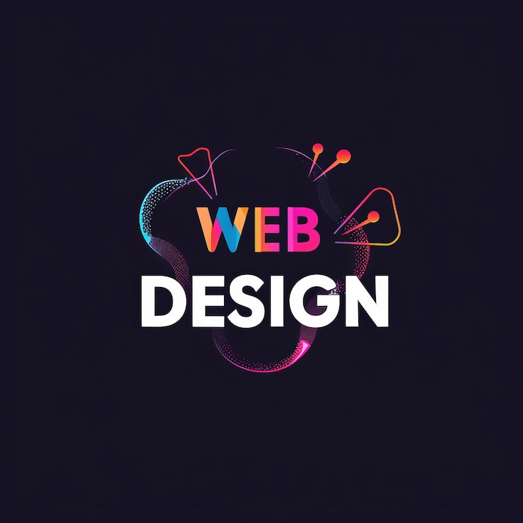 Foto un fondo negro con un diseño web y la palabra diseño web en él