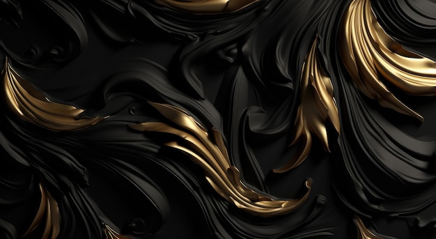 Fondo negro y dorado con un patrón negro y dorado