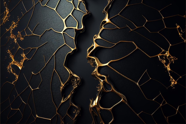 Fondo negro dorado Textura lujosa dorada Vantablack Mockup Ilustración generativa de IA