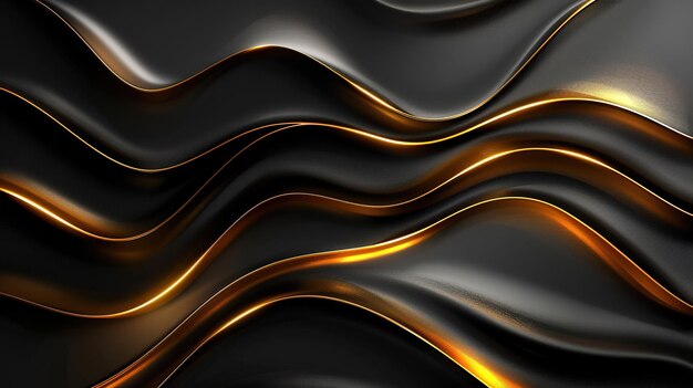 fondo negro elegante con línea de oro de onda lujo moderno