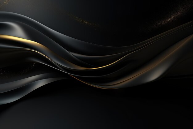 fondo negro elegante con línea de oro de onda lujo moderno