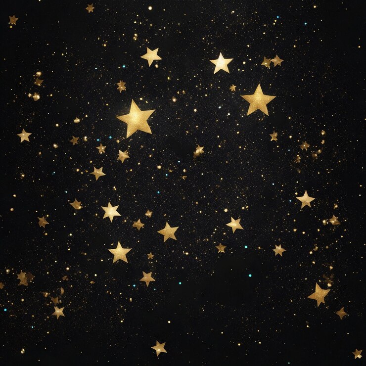 Fondo negro estrellado moderno con color dorado.