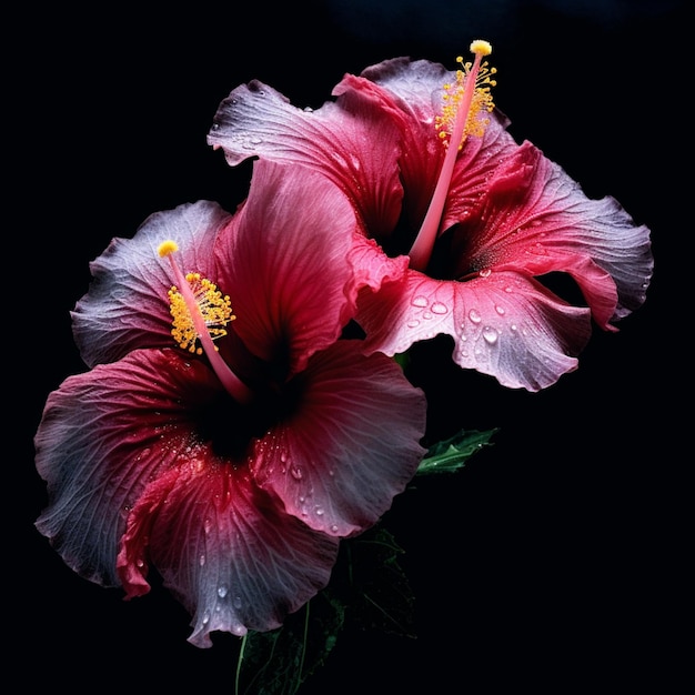 Un fondo negro con una flor roja.