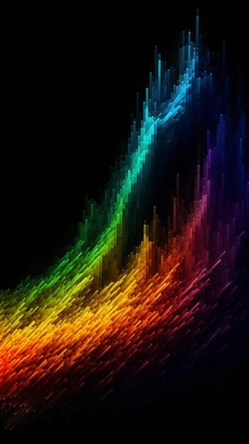 Un fondo negro con un fondo de color del arco iris.