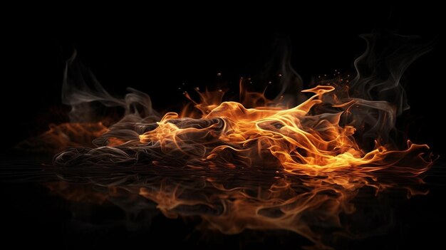 Un fondo negro con fuego y llamas en itgenerative ai