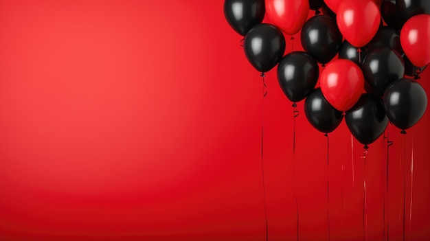 Fondo con negro y globos rojos en rojo para el viernes negro