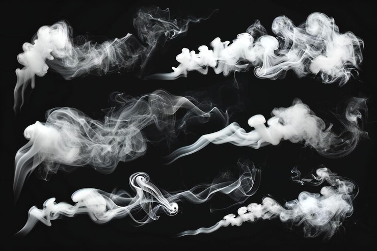 Foto un fondo negro con humo y la palabra humo