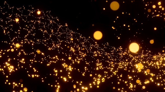 Fondo negro con lentejas iluminadas Movimiento Confeti brillante en animación de dibujos animados que vuelan en diferentes direcciones
