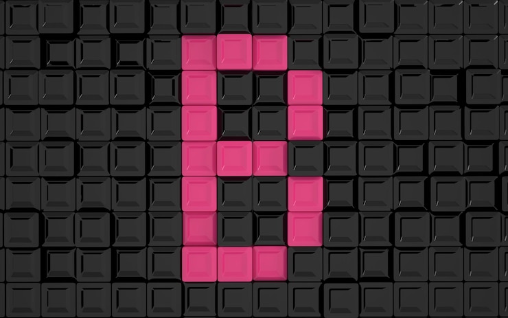 Foto un fondo negro con letras rosas b y un cuadrado negro.