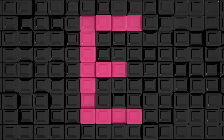 Foto un fondo negro con letras rosas e en el medio