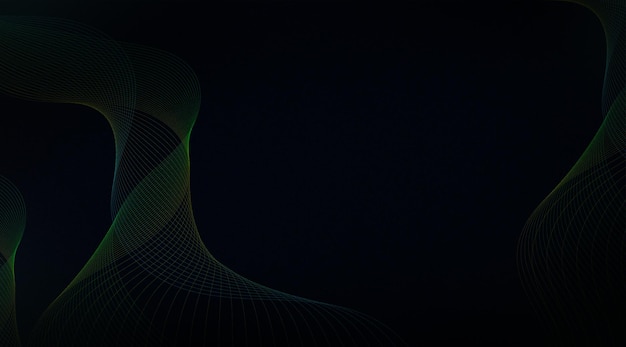 Fondo negro y línea de onda abstractos gradiente de colores
