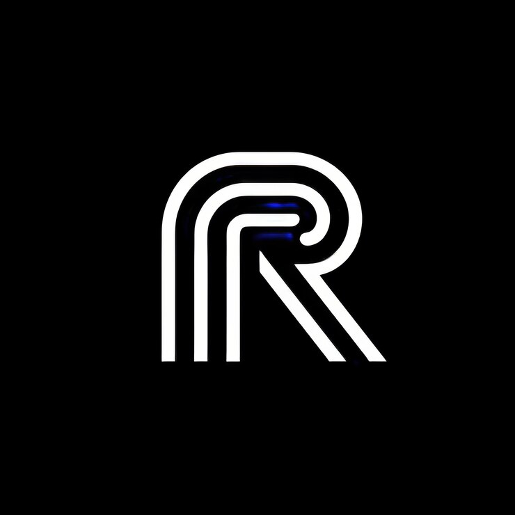 Foto un fondo negro con un logotipo blanco de r y r