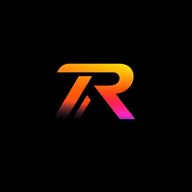 Foto un fondo negro con un logotipo colorido y una letra r