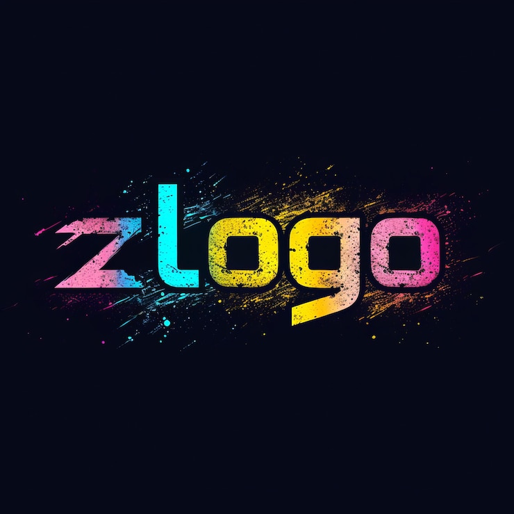 Foto un fondo negro con un logotipo colorido y la palabra z en el medio