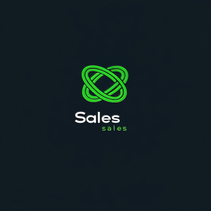 Foto un fondo negro con un logotipo verde y azul que dice " venta "