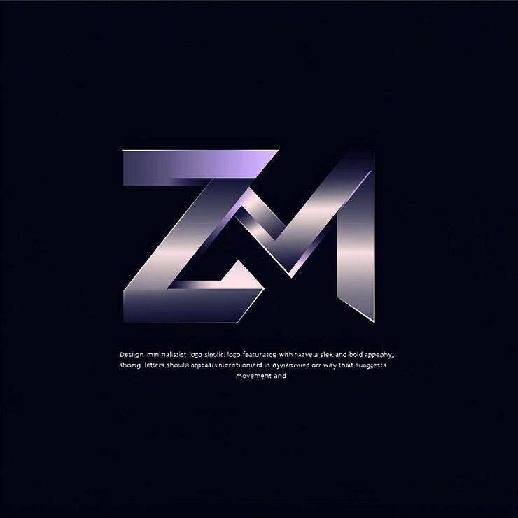 Foto un fondo negro con un logotipo de zigzag plateado en él