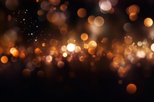 Un fondo negro con luces bokeh doradas