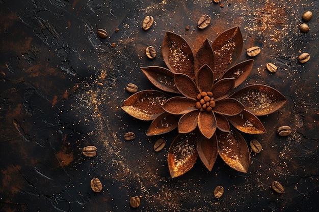 un fondo negro y marrón con granos de café y grano de café