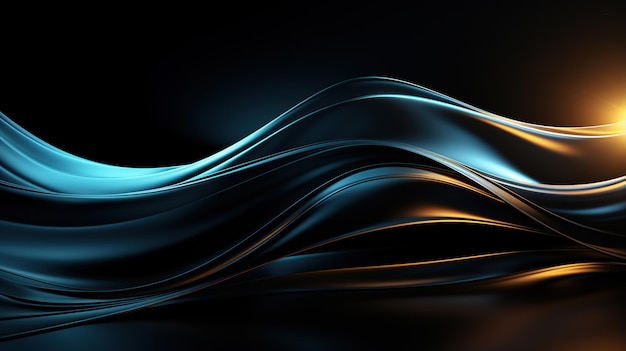 Fondo negro moderno Línea de luz ondulada Abstracto