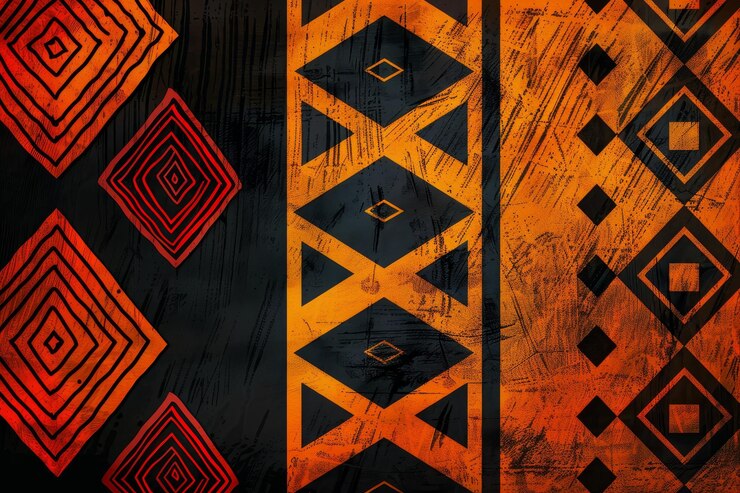 un fondo negro y naranja con un diseño que dice geométrico