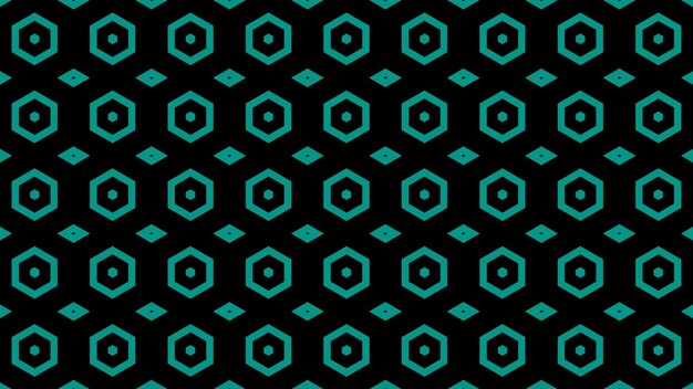 Un fondo negro con un patrón geométrico azul y verde.