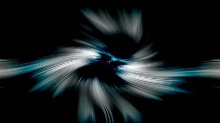Foto un fondo negro con un remolino azul y blanco en el medio.