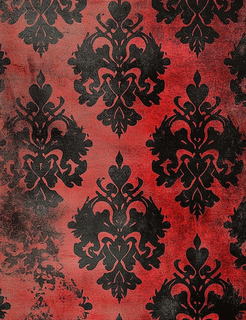 un fondo negro y rojo con un patrón de flores