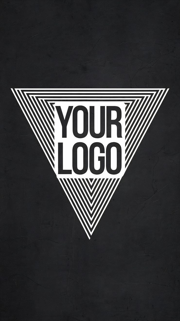 Foto un fondo negro con un triángulo que dice su logotipo en él