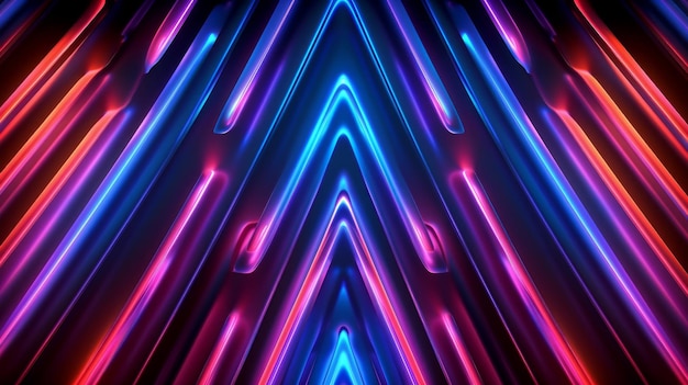 Fondo de neón abstracto con líneas brillantes generadas por IA