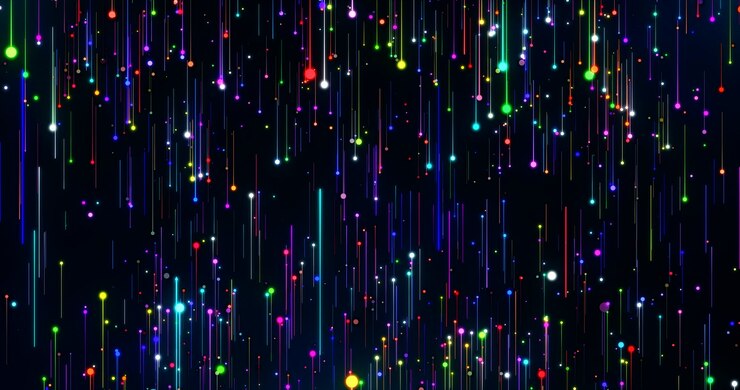fondo de neón colorido con partículas de línea