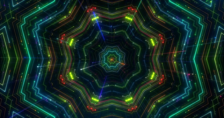 Fondo de neón de ornamento de mandala