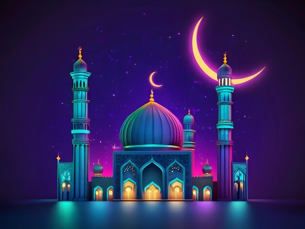 Foto fondo de neón de ramadán