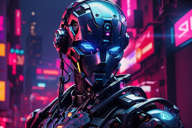 fondo de neón robot cyberpunk