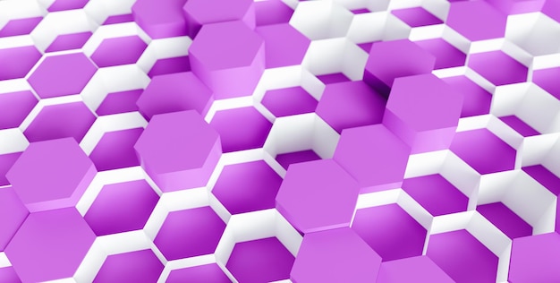 Fondo de nido de abeja hexagonal púrpura - Representación 3D - Ilustración