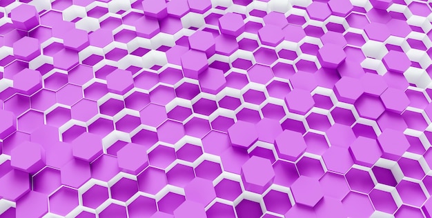 Fondo de nido de abeja hexagonal púrpura - Representación 3D - Ilustración