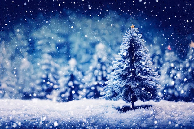 Fondo de nieve de árbol de Navidad
