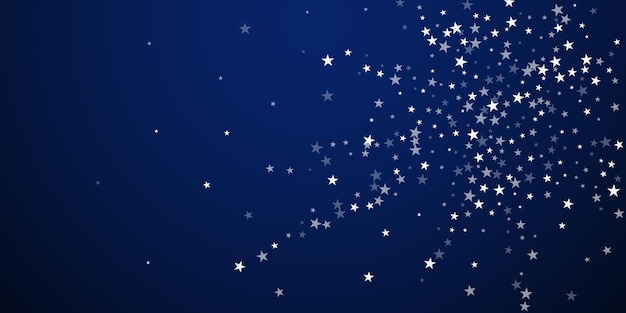 Fondo de nieve que cae de Navidad Copos de nieve voladores sutiles y estrellas Plantilla de superposición de copos de nieve de plata de invierno festivo Ilustración vectorial