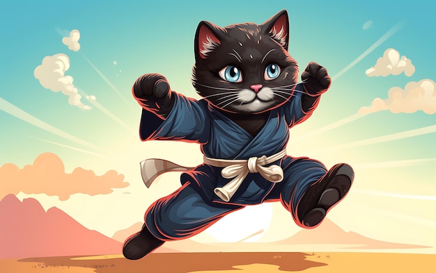 Fondo ninja animal lindo y divertido con espacio para copiar texto