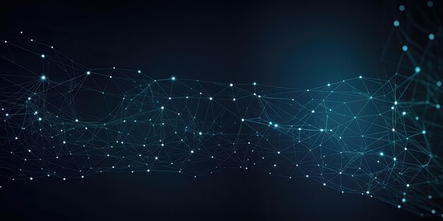 Fondo de nodo de red de circuito azul futurista con luces azules brillantes generadas por IA