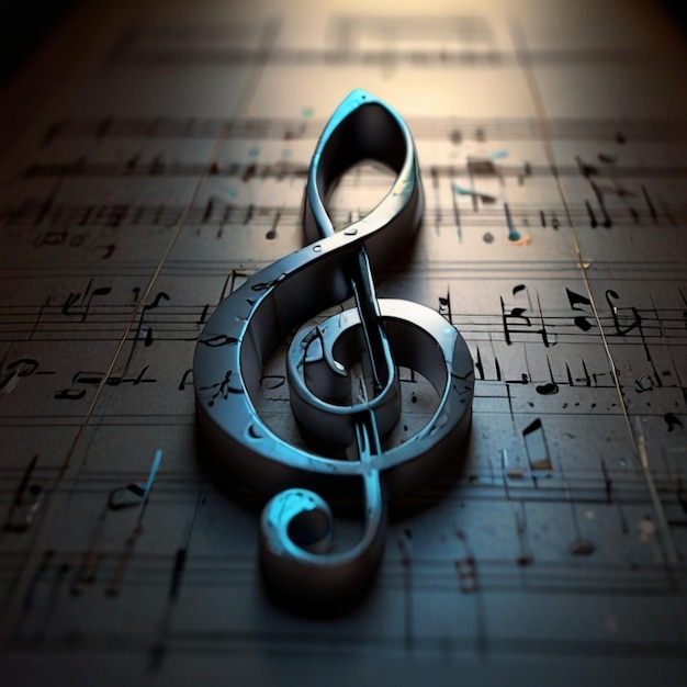 Foto fondo de notas musicales renderizado en 3d