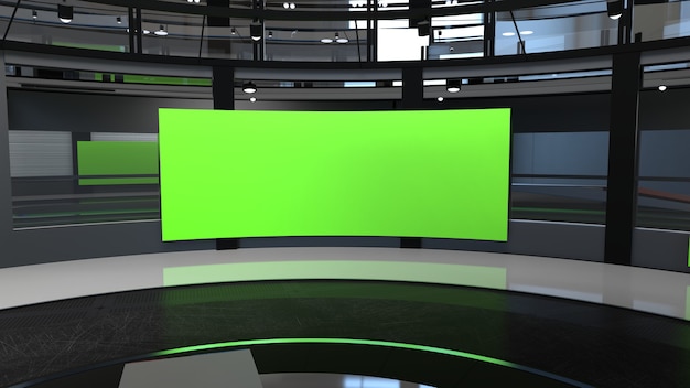 Fondo de noticias de estudio de tv virtual 3d para programas de televisión tv en la pared