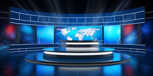 Fondo de noticias del mundo 3D Fondo de estudio de noticias de última hora del mundo digital para noticias