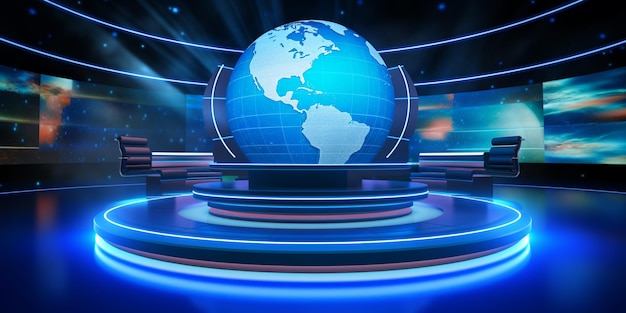 Foto fondo de noticias del mundo 3d fondo de estudio de noticias de última hora del mundo digital para noticias