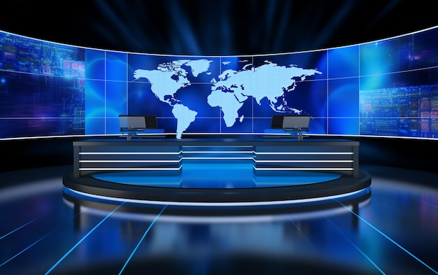 Foto fondo de noticias del mundo 3d fondo de estudio de noticias de última hora del mundo digital