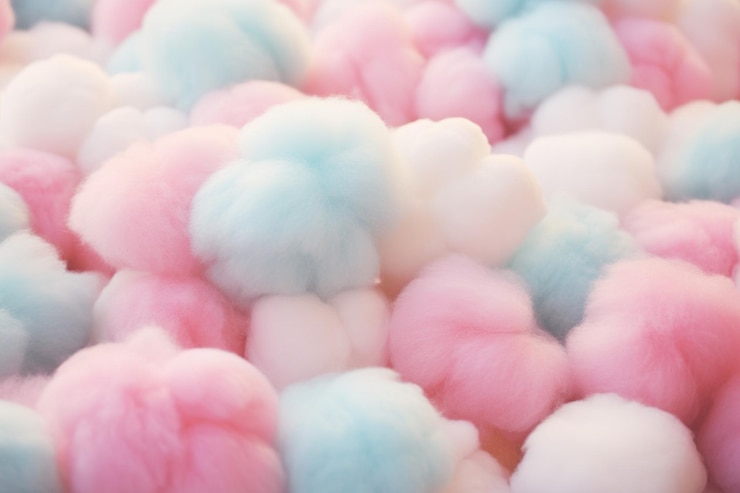 Foto el fondo de las nubes de algodón caramelo de color rosa pastel en el cielo